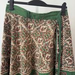Vintage Wrap Skirt Bohemian Elephant Print Cotton Midi Skirt sz One Size Green Photo 4