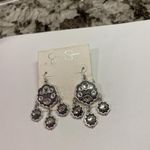 Jessica Simpson NWT  $24 Silver Tone / Rhinestone Pierced Dangle Earrings Photo 9