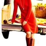 Talbots Women’s Burnt Orange Cable Knit Sweater Dress Button Shoulder Sz S EUC Photo 11