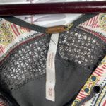 Free People  Boho Peasant Mini‎ Dress Black Floral Stripe Lace-Up V-Neck Size M Photo 5