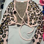 superdown  Marsha Pink & Black Leopard Front Tie Cardigan Photo 6