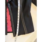 Cache Vintage  Black Suit Jacket Faux Leather Piping Size 8‎ Going Out Office Photo 8