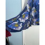 Free People We the Blouse Small Blue Floral Off the Shoulder Bell Sleeves Hippie Photo 4