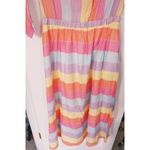 Tara Jarmon Rainbow Stripe Midi Dress Small Dopamine Dressing Parisian Pastel Pink Photo 7