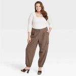 A New Day Target - - Women's High Rise Ankle Jogger Pants in Brown Plaid Photo 3