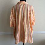 Erika Woman Multicolor Striped Button Down Blouse 2X Cotton Lightweight Summer Photo 2
