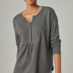 Lucky Brand  Waffle Knit Henley Style V Neck Long Sleeve Tunic Top Photo 10