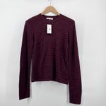 frame denim NEW NWT FRAME Womens Smocked Silk-Cotton Long Sleeve Crewneck Top Large Wine Photo 2