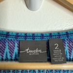 Chico's Chico’s Travelers Ikat Maxi Dress Blue Purple V-Neck Shirt Sleeve Large Chico 2 Photo 3