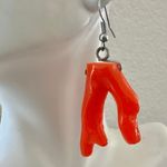 Orange Faux Coral Branch Earrings Photo 1