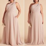 Birdy Grey NWT Kira One Shoulder Maxi Bridesmaid Dress Taupe Chiffon Size XXL Photo 7