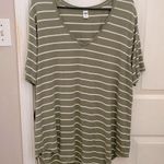 Old Navy LUXE Olive Green and White V-Neck Tunic Tee Photo 0