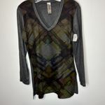 Go Couture  Womens Tunic Sweatshirt Knitted V-neck Gray Size Large NWT Photo 2