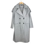 Nasty Gal Oversized Gray Faux Wool Classic Trench Coat Double Breasted Sz 10 Photo 4