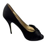 Valentino Garavani Black Satin Bow Peep-toe High Heels Size 38.5 Photo 3