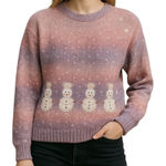 Talbots Vintage Snowman Mohair Sweater L | Holiday Ombre Confetti Knit Appliqué Photo 0