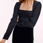 ZARA NWT  black crinkle square neck long sleeve bodysuit Photo 0