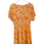 Rewind Button Front Flutter Sleeve Skater Dress
in orange and yellow florals Photo 6