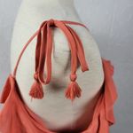 Joie  Womens Top Size S Orange Silk Cold Shoulder Ruffles Tassel Tie Long Sleeve Photo 2