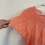 ROMANTICS URBAN OUTFITTERS UO Orange Speckled Short Sleeve Smocked Blouse Photo 4