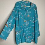 Woman Within  Blue Floral Button Down Shirt Photo 1