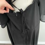 Torrid  Dress Midi Flutter Sleeves Lace Up Back Round Neck Chiffon Lined Black Photo 3