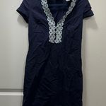 Sail To Sable Blue Linen Short Sleeve Tunic Dress Size XS $198 Photo 1