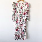 ByTimo White Floral Satin Bubble Knee Length Dress Size M Photo 7