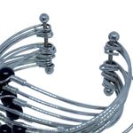 Open 12 Wire Black Beads Silver Photo 1