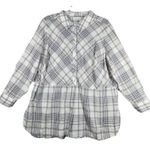 Foxcroft Shirt Womens 18W Blue Gray Plaid Button Up Preppy Casual Work Office Photo 0