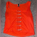 Windsor Crop Top Women Medium Orange Knit Tank CutOut Rhinestone Bustier Party Photo 2