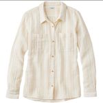 LL Bean Neutral Beige Cloud Gauze Casual Cotton Button Up Shirt Size MEDIUM Tan Photo 0