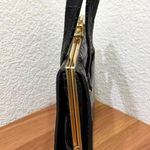 Unique Vintage DOFAN France Black Alligator Croc Embossed Leather Clutch Handbag Photo 2