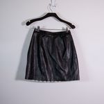 L'Academie Faux Vegan Leather Tweed Boucle Textured Mini Skirt Black White M Photo 3