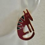🐾 Vintage Laurel Burch "Terra" Red Enamel Dog Earrings Photo 1