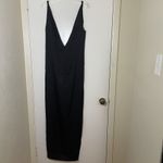 Solace London  rosario maxi dress in black v-neck plunge front side slit US 2 Photo 1