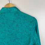 Coldwater Creek Sheer Textured Button Up Shirt Large Teal Long Sleeve Office Photo 1