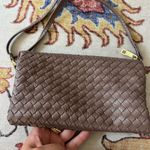 Taupe Brown Small Woven Leather Crossbody Purse Handbag Photo 4