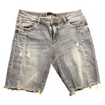 Kut From The Kloth  Shirley Bermuda Shorts Distressed Denim Frayed Hem‎ Size 10 Photo 0