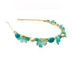 Fairy Headband with Lucite Flowers, Turquoise, Czech Glass and Glass Pearls Blue Photo 3