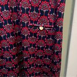 Escapada  Living Shift Dress Collared Short Sleeve Navy Floral Split Neck L Photo 3