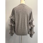 J.Crew NEW women's medium charcoal ruffled sleeves sweater Retails $75 Photo 2