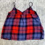 Aerie  Red Blue Black Flannel Plaid Camisole Lace Sz Medium Photo 5