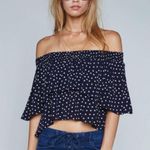 Flynn Skye  Black Polka Dot Off-Shoulder Crop Top Athens Top Moonshine Dot NWT Photo 0