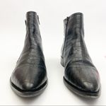 Napoleoni Italy Croc Embossed Leather Moto Zip Ankle Boots: Black Size 7.5 Photo 5