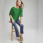 Chico's NWT  Vibrant Green Embroidered Dolman Pullover Sweater Top Size 1/M Photo 7