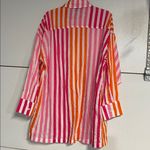 Beach Riot  ALEXA STRIPED BUTTON DOWN TOP SHIRT COVERUP PINK ORANGE STRIPES XL Photo 3