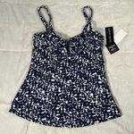 Island Escape Women's Bella Floral Tahiti Navy Tankini Swimsuit Swim Top 8 NEW Blue Photo 2
