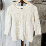 J.Crew Alpaca & Merino Wool Cream Cable Knit Half Sleeve Sweater Photo 0