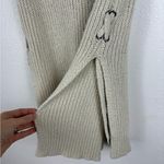 Cupcakes and Cashmere Small Sleeveless Knit Oatmeal Beige Tie Side Slit Sweater White Photo 6